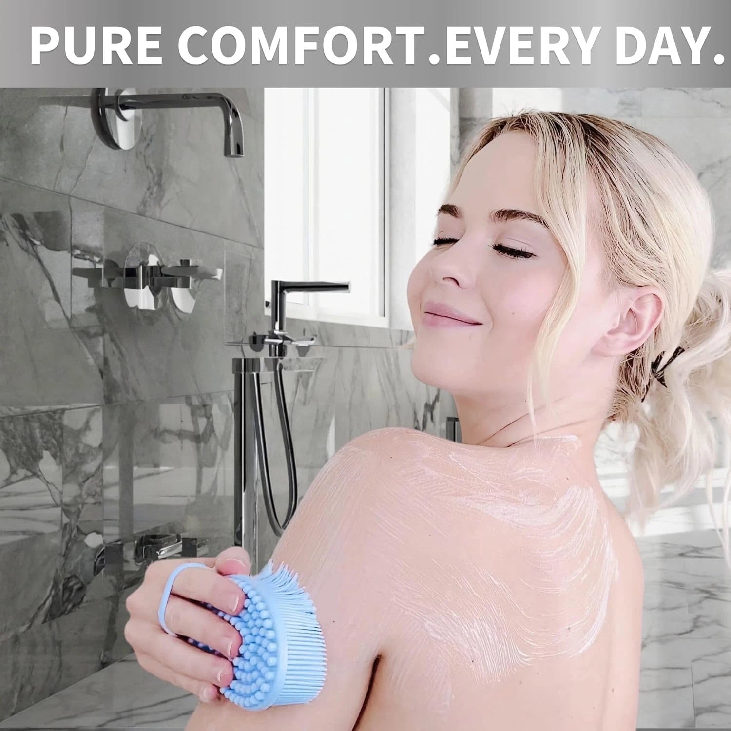 Avilana Silicone Body Scrubber – Gentle Shower Brush & Loofah Alternative- Food