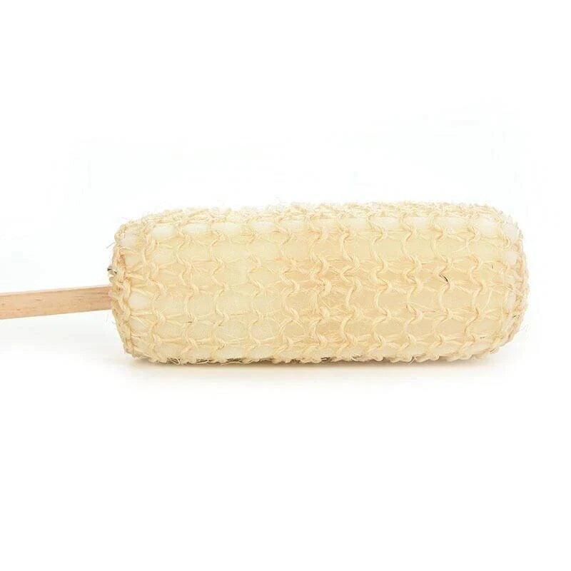 Bath Body Scrub Sponge with Wooden Handle – Shower Exfoliating Back Brush