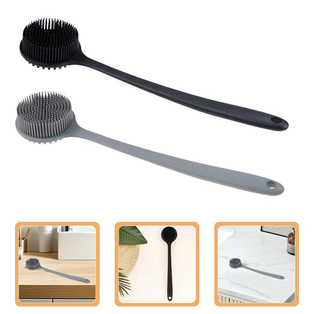 2 Pcs Bath Brush Man Silicone Body Scrubber Shower Exfoliating Back