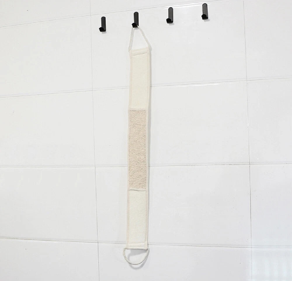 Back Scrubber Real Loofah Shower Exfoliating Belt Body Brush Bath Massage UK New