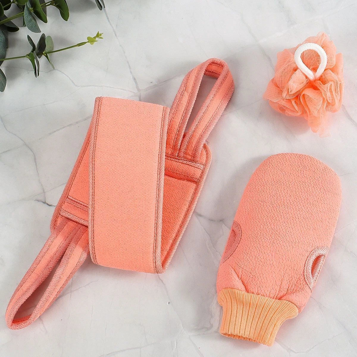3pcs/set Back Scrubber Bath Shower Strap Spa Skin Brush Sponge Body Exfoliating
