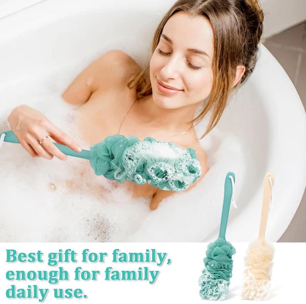 2 Pack Back Scrubber Shower Loofah Long Handle 17 Loofah on a Stick Men Women