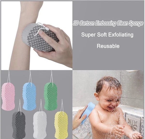 6Pcs Ultra Soft Bath Body Shower Sponge Resuable Exfoliator Dead Skin Remover