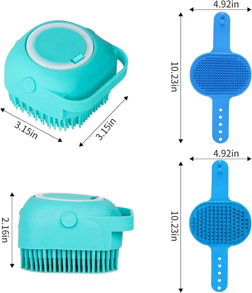 3PCS Dog Bath Brush Set - Shampoo Scrubber, Adjustable Handle for Pet Washing
