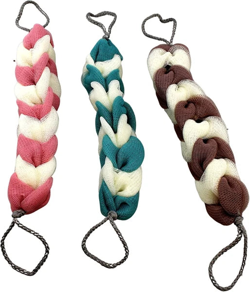 3 Pack Long Stretch Back Sponge with Rope Handles Back Scrubber Bath Shower M...
