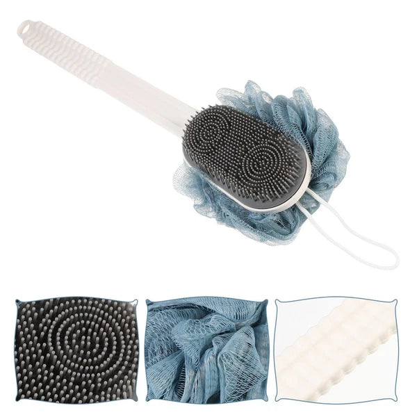 Back Rub Bath Brush Silicone Scrubber for Shower Man Flower with Handle