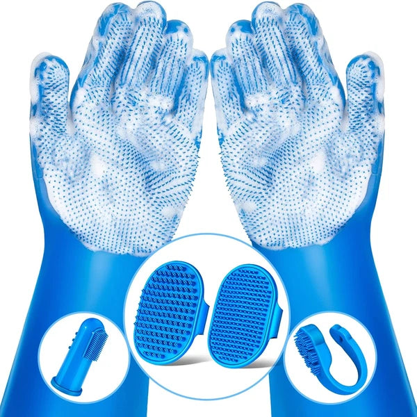 6PCS Pet Grooming Kit | Dog Washing Gloves | Dog Bath Brush | Dog Bath Gloves |