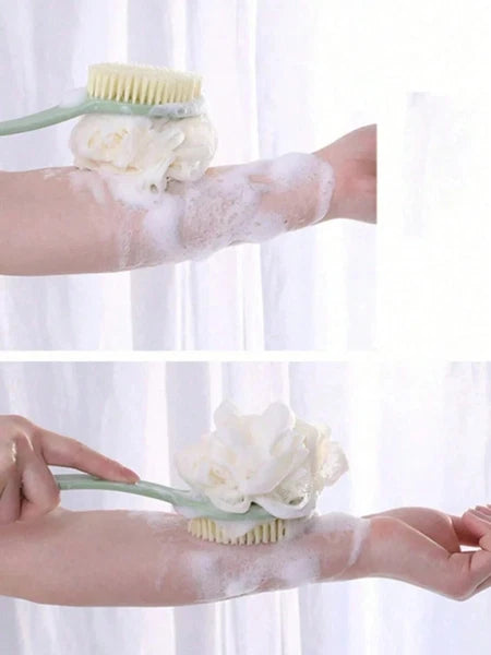 2 in 1 Handle Shower Bath Body Brush With Soft Bristles Back Massage Scrubber