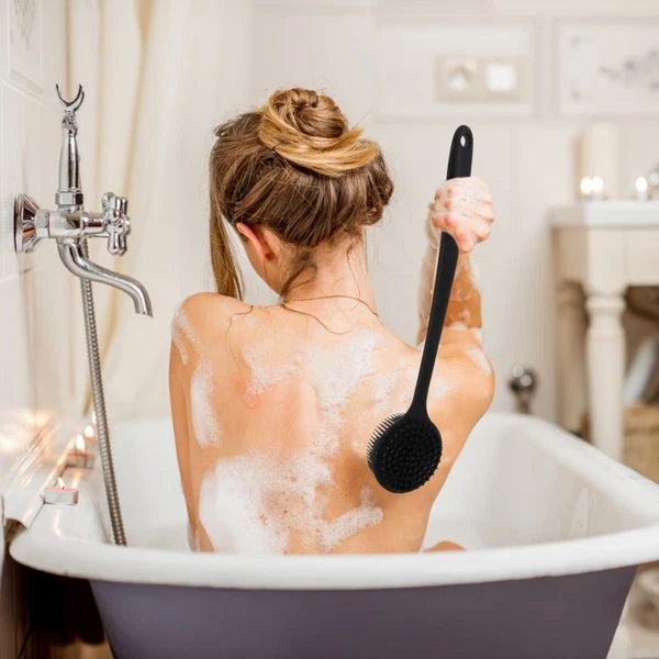 Bath Brush Silicone Body Scrubber, Elderly Back Scraper Exfoliating