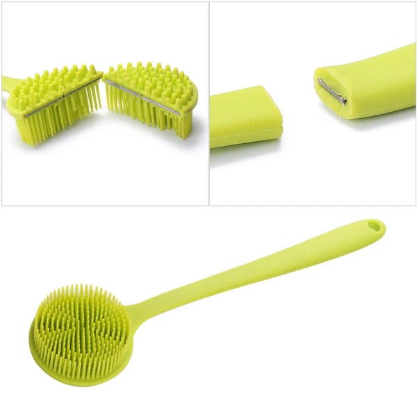 Bath Brush Body Scrubber Exfoliator Silicone Shower Man Back for Long Handle