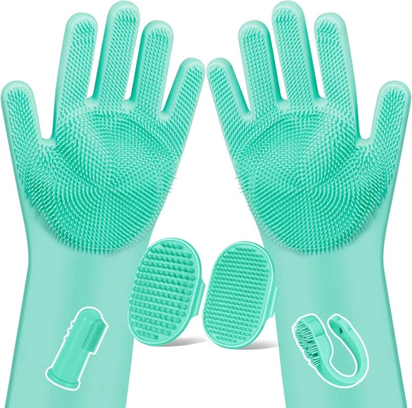 6PCS Pet Grooming Kit | Dog Washing Gloves | Dog Bath Brush | Dog Bath Gloves |