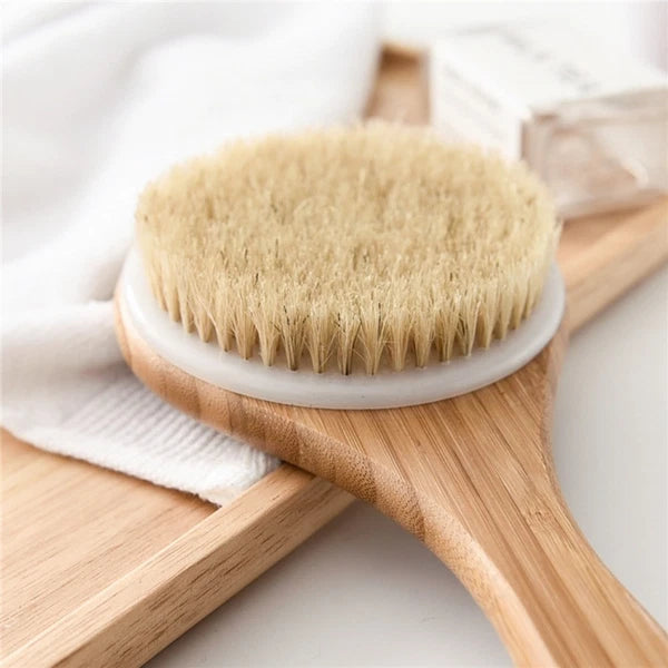 Anti-slip Bamboo Bath Brush Soft Hair Scrubbing Brush  Home