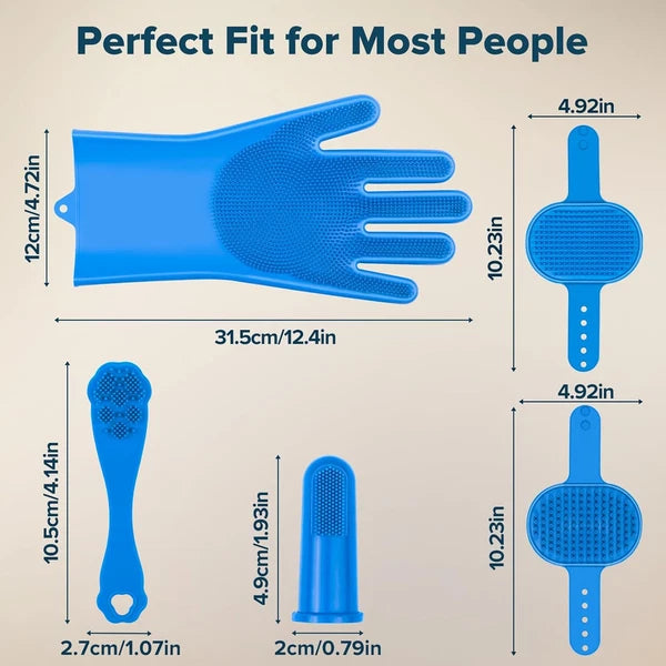 6PCS Pet Grooming Kit | Dog Washing Gloves | Dog Bath Brush | Dog Bath Gloves |