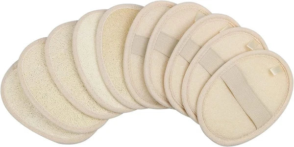 10 Pack Exfoliating Loofah Sponge Pads Natural Body Scrubbers for Shower and Bat