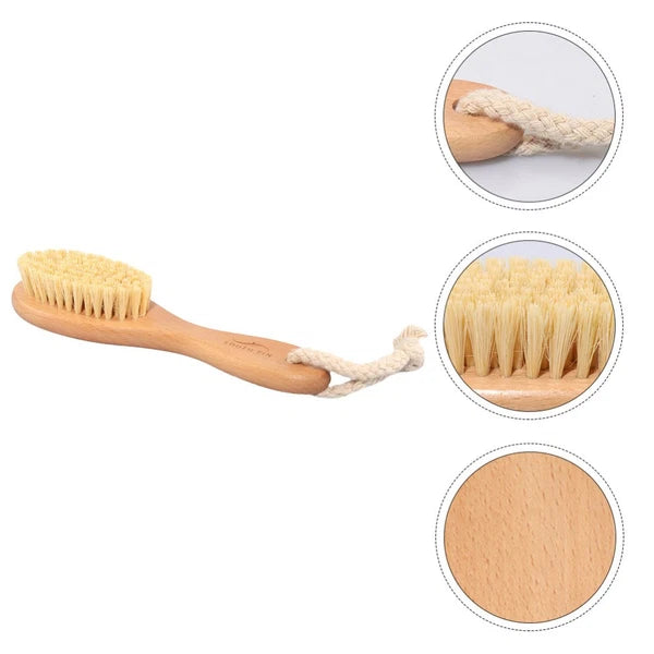 Beech Sisal Body Care Brush Shower Bath Scrubber with Comfortable Handle