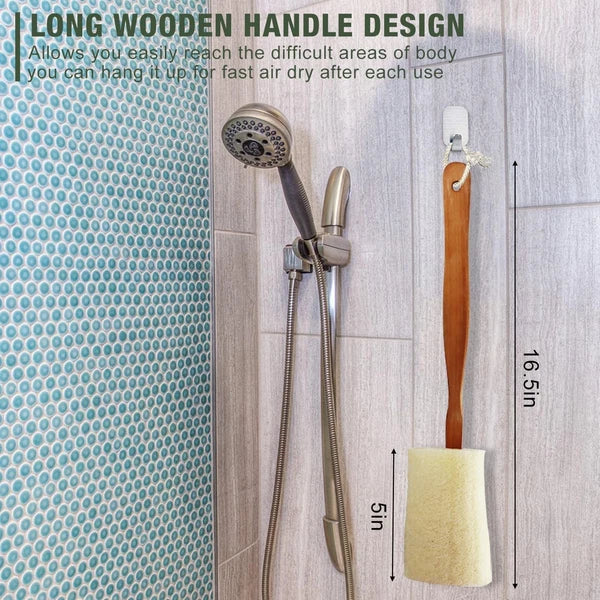 2 Pack Natural Exfoliating Loofah Luffa Loofa Bath Brush On A Stick Shower Spong