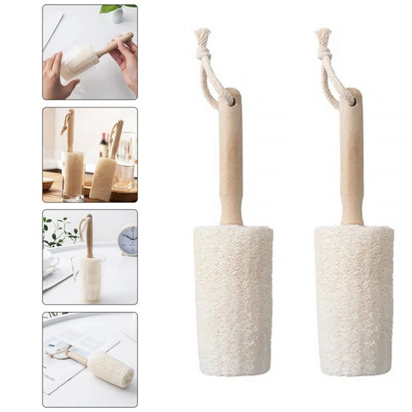 2Pcs Natural Loofah Bath Body Brush for Gentle Exfoliation and Scrubbing