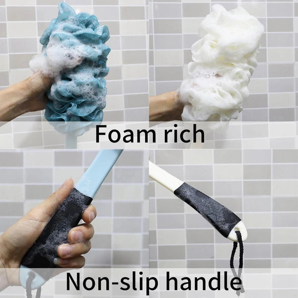 2Pack Loofah Back Scrubber for Shower with Non-Slip Handle Bath Body Brush