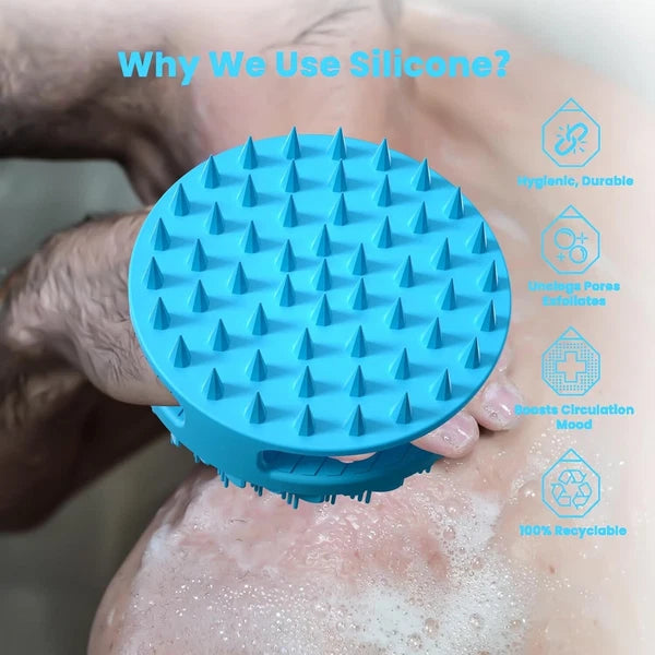 2 in 1 Silicone Body Shower Scrubber  Wash  Exfoliator Brush Scalp Massager USA