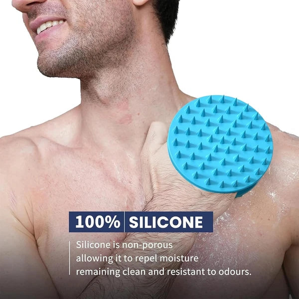 2 in 1 Silicone Body Shower Scrubber  Wash  Exfoliator Brush Scalp Massager USA
