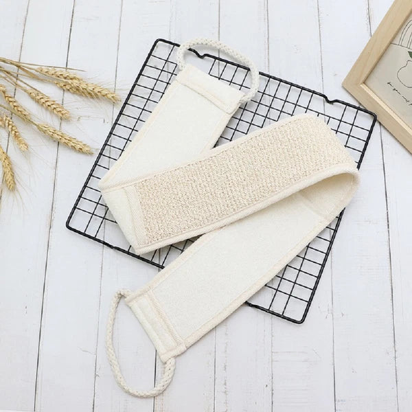Back Scrubber Real Loofah Shower Exfoliating Belt Body Brush Bath Massage UK New