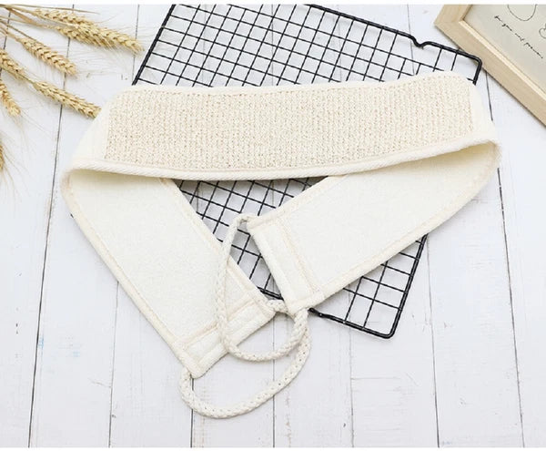 Back Scrubber Real Loofah Shower Exfoliating Belt Body Brush Bath Massage UK New