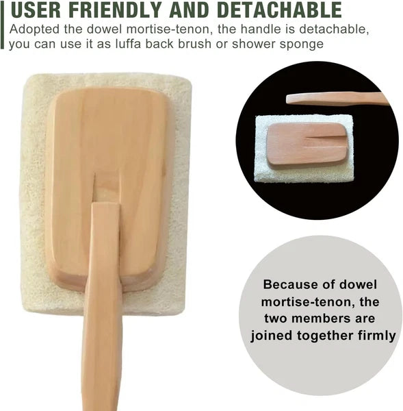 2 Pack Natural Exfoliating Loofah Luffa Loofa Bath Brush On A Stick Shower Spong