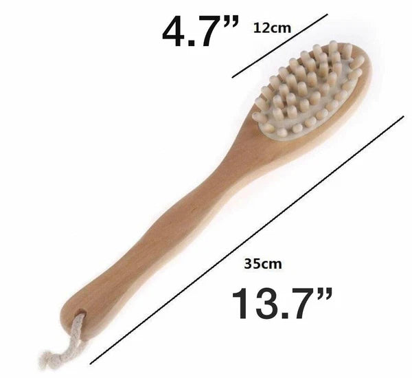 BeNat.Natural boar bristle wooden Bath & Body Brush back Brush with long handle.
