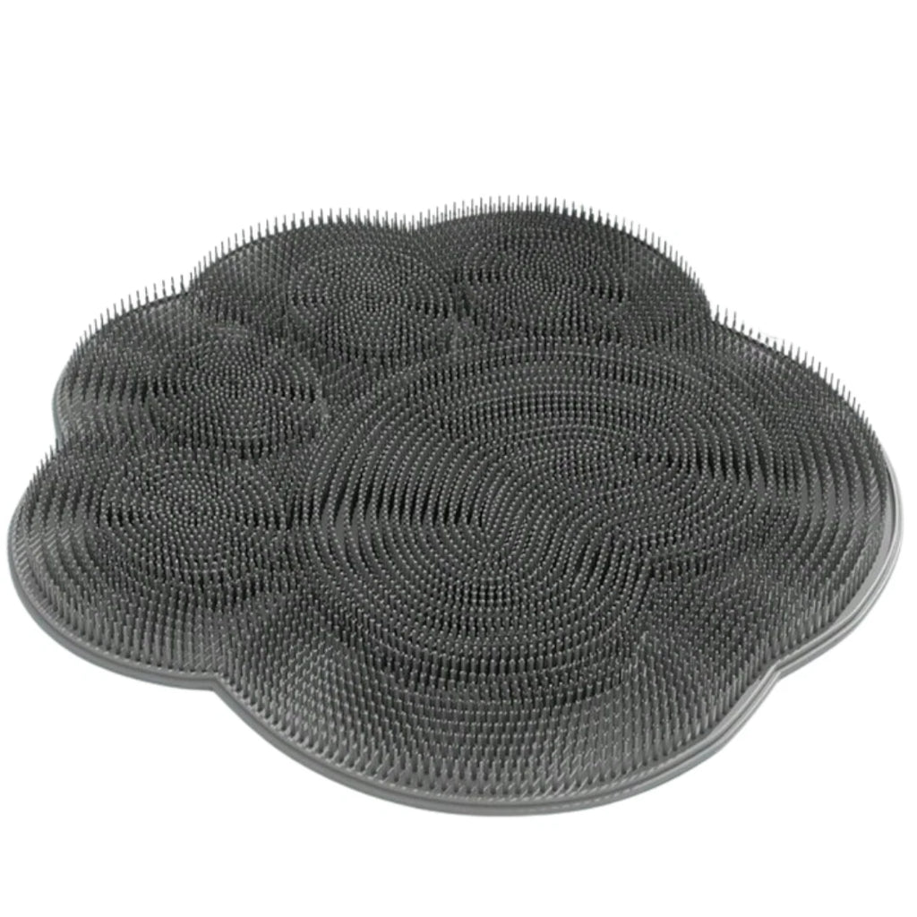 Silicone Shower Foot Scrubber Back Body Brush Massager Pad Mat Bathroom Grey Uk