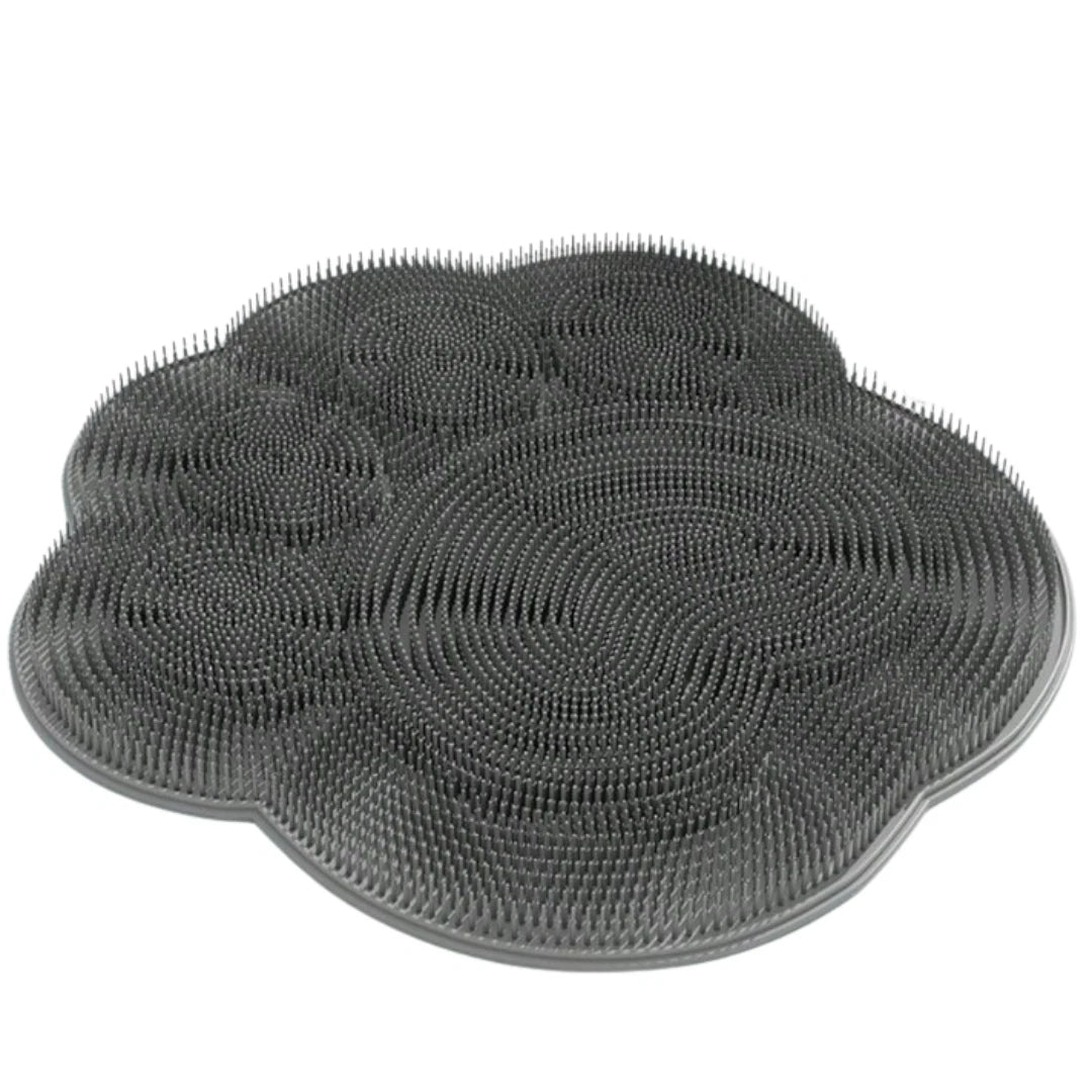 Silicone Shower Foot Scrubber Back Body Brush Massager Pad Mat Bathroom Grey Uk