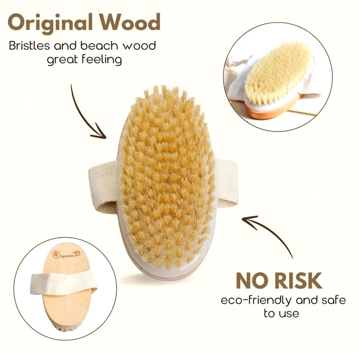 Natural  Body Scrub Bristle Brush for Dry Skin Exfoliating Dry Skin Brush