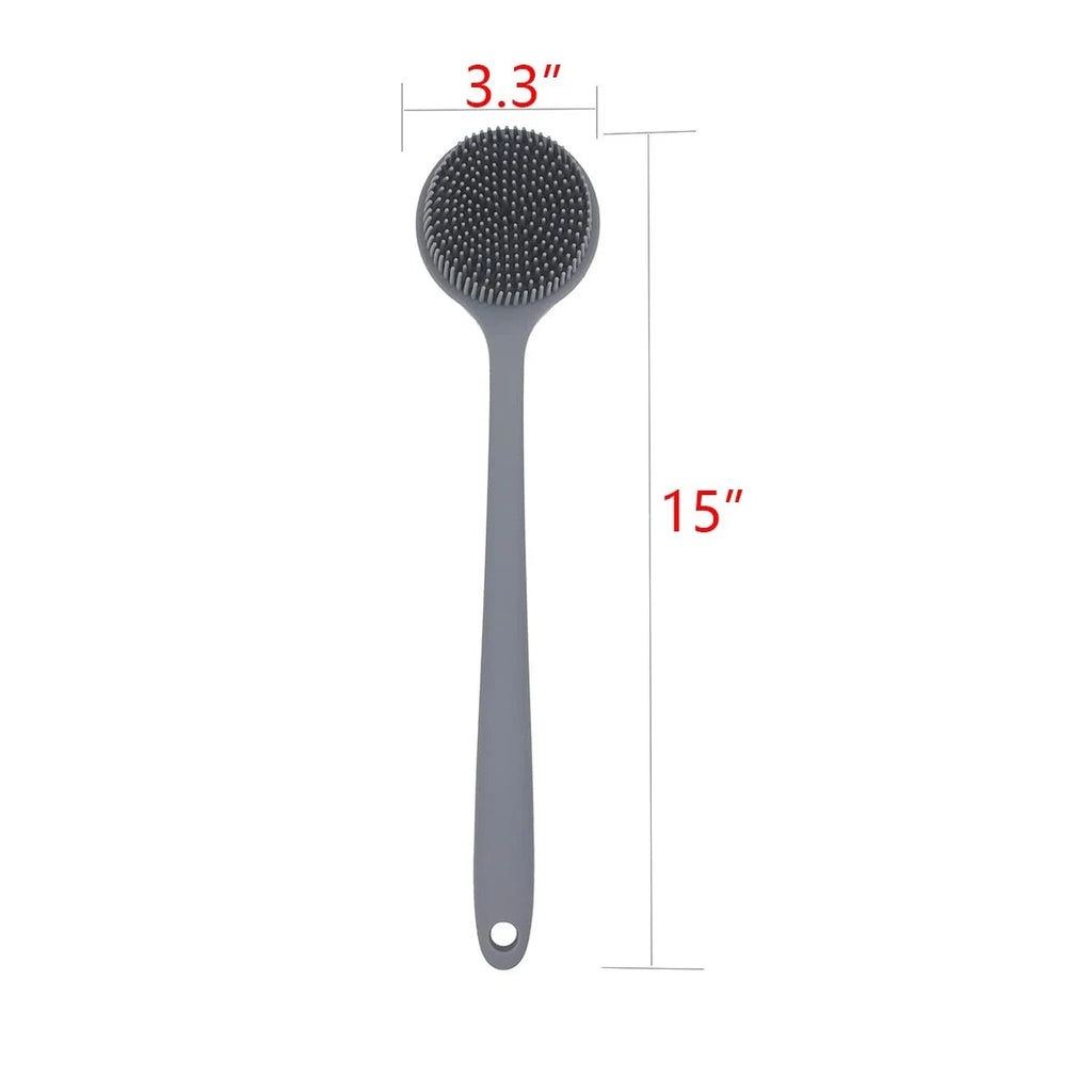 DNC Silicone Back Scrubber for Shower Bath Body Brush with Long Handle Gray