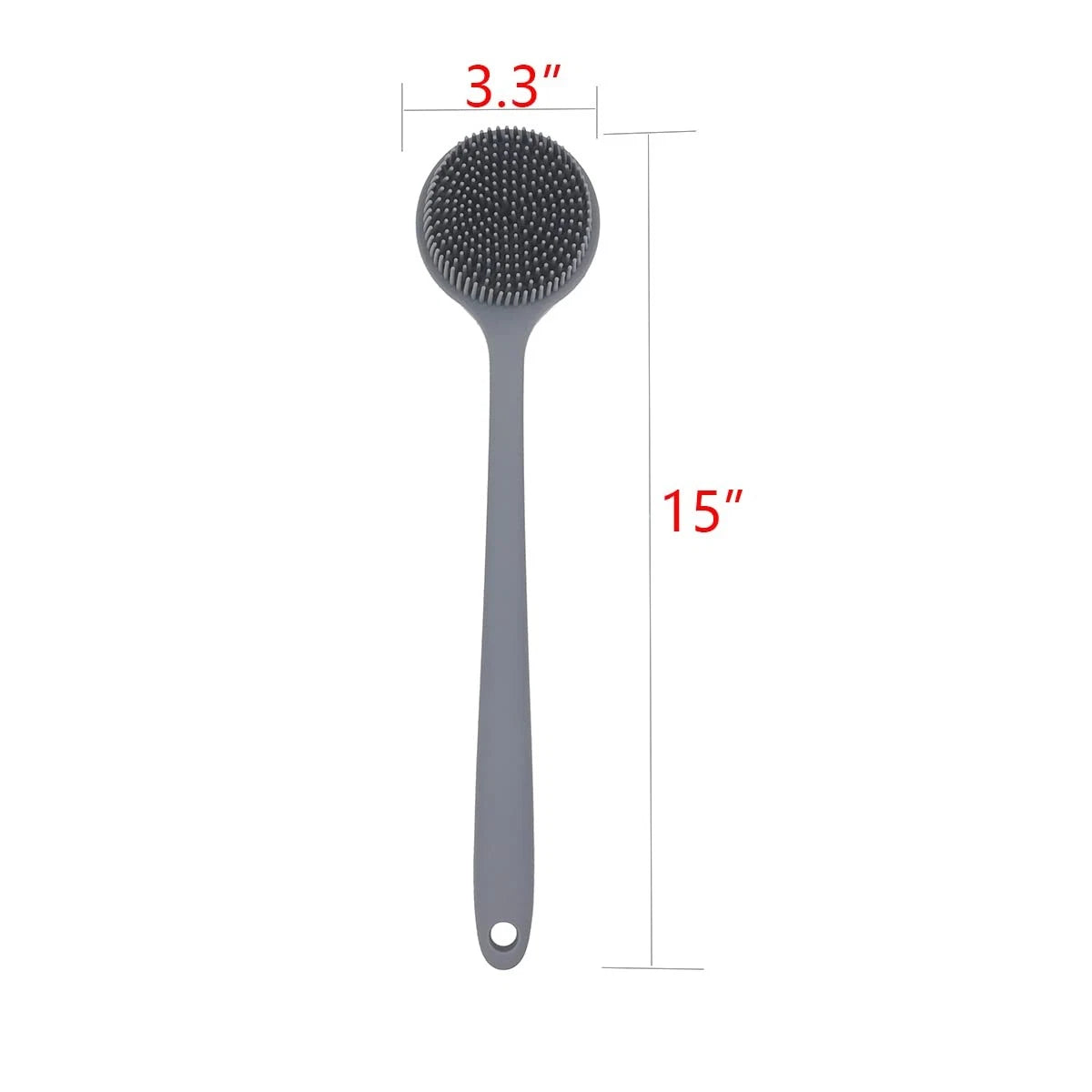 DNC Silicone Back Scrubber for Shower Bath Body Brush with Long Handle Gray