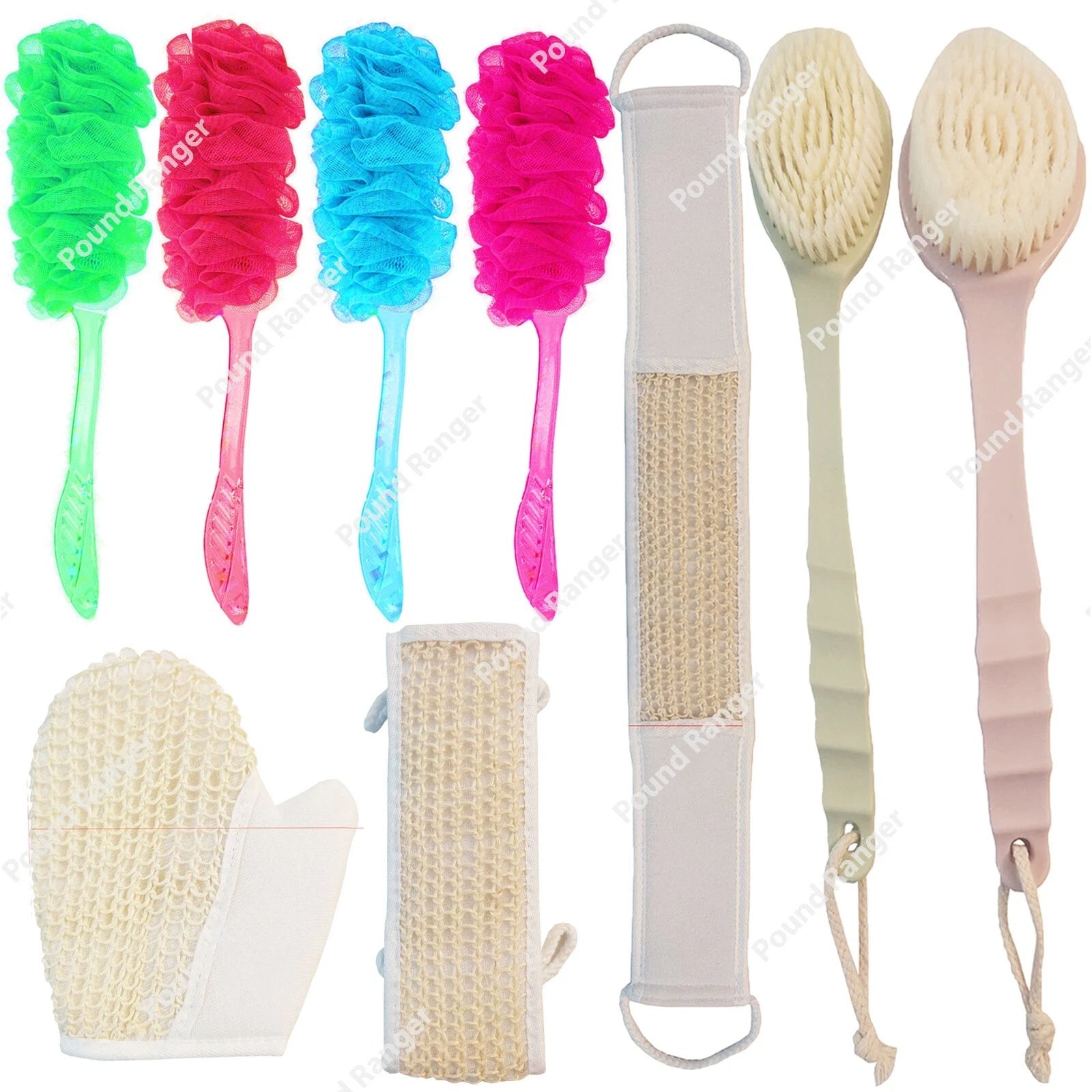 Long Handle Soft Bath Brush Back Scrubber Mesh Sponge Loofah Body Puff Shower