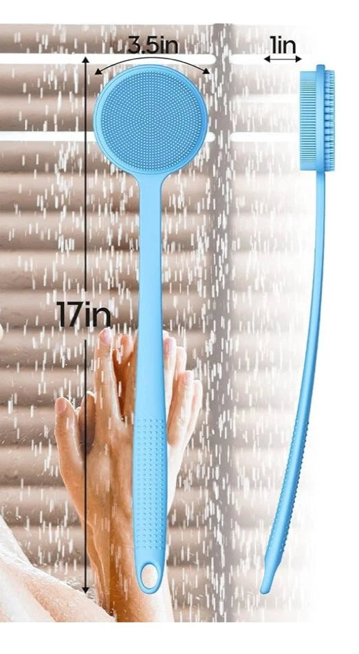 VWMYQ Silicone Back Scrubber for Shower, 17in Long Handle Body Brush