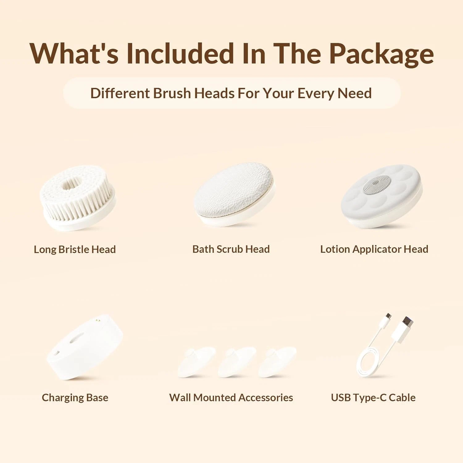 Electric Body Brush Back Scrubber for Shower, Waterproof Long Dual Handle Power