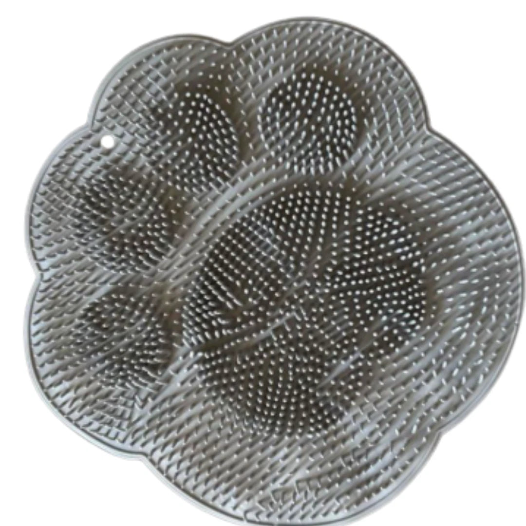 Silicone Shower Foot Scrubber Back Body Brush Massager Pad Mat Bathroom Grey Uk