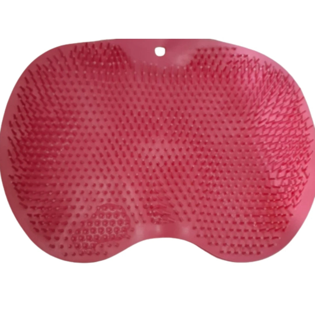 Silicone Shower Foot Scrubber Back Body Brush Massager Pad Mat Bathroom Grey Uk
