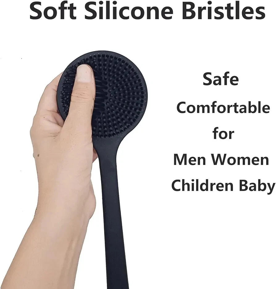 Silicone Body Scrubber Long Handle Back Scrubber for Shower Silicone Back Brush