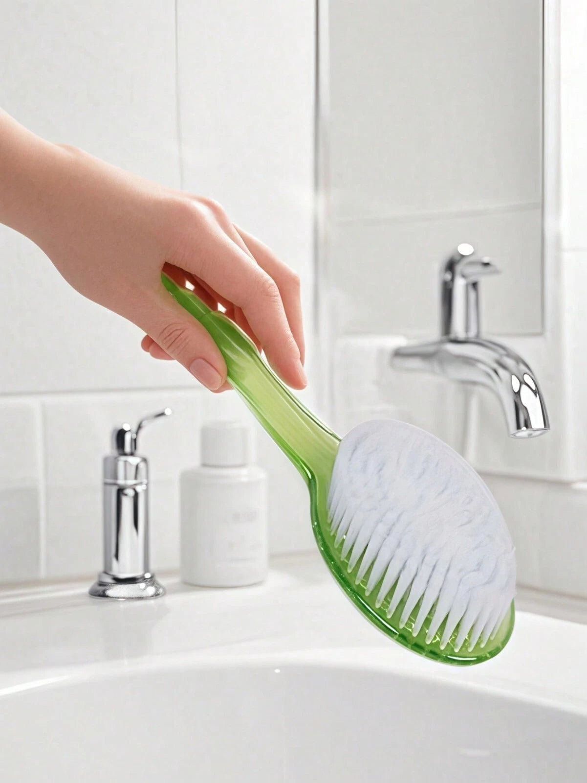Long Handle Bath Brush Soft Bristle Reach Back Body Spa Shower Scrubber Women UK