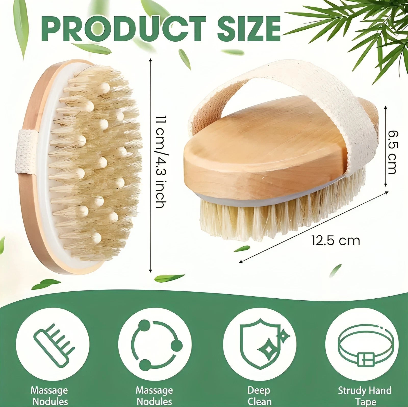 Dry Brush With Massage Nodule Scrubber For Shower Bath Circulation Improvement