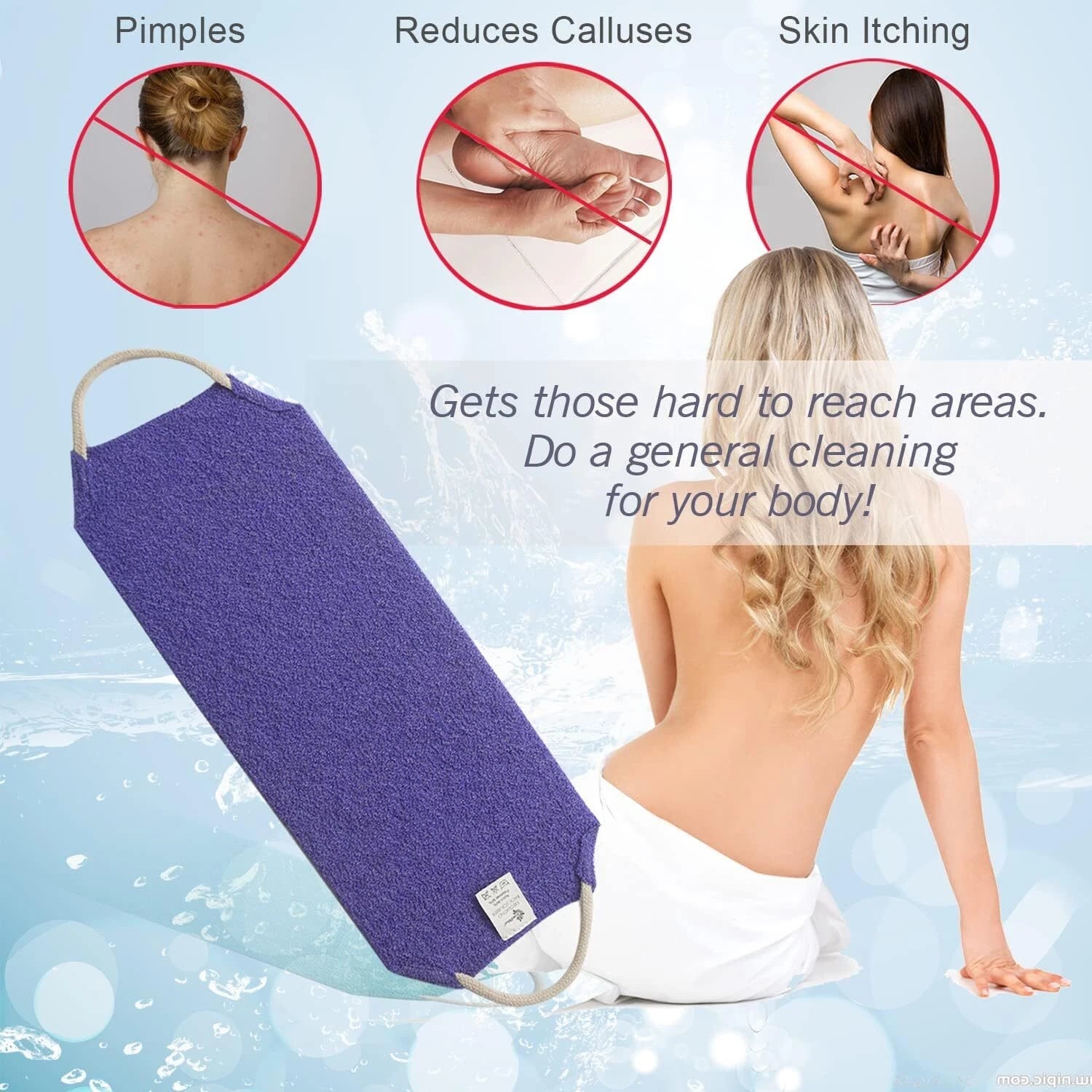 EvridWear Exfoliating Back Scrubber for Shower Bath Shower Spa Skin One Size