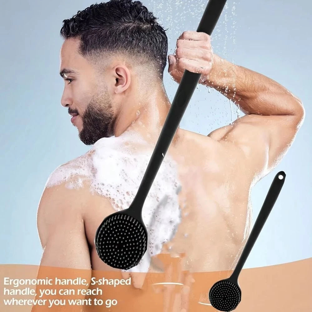 Silicone Back Scrubber for Shower Long Handle Bath Brush Double Sided