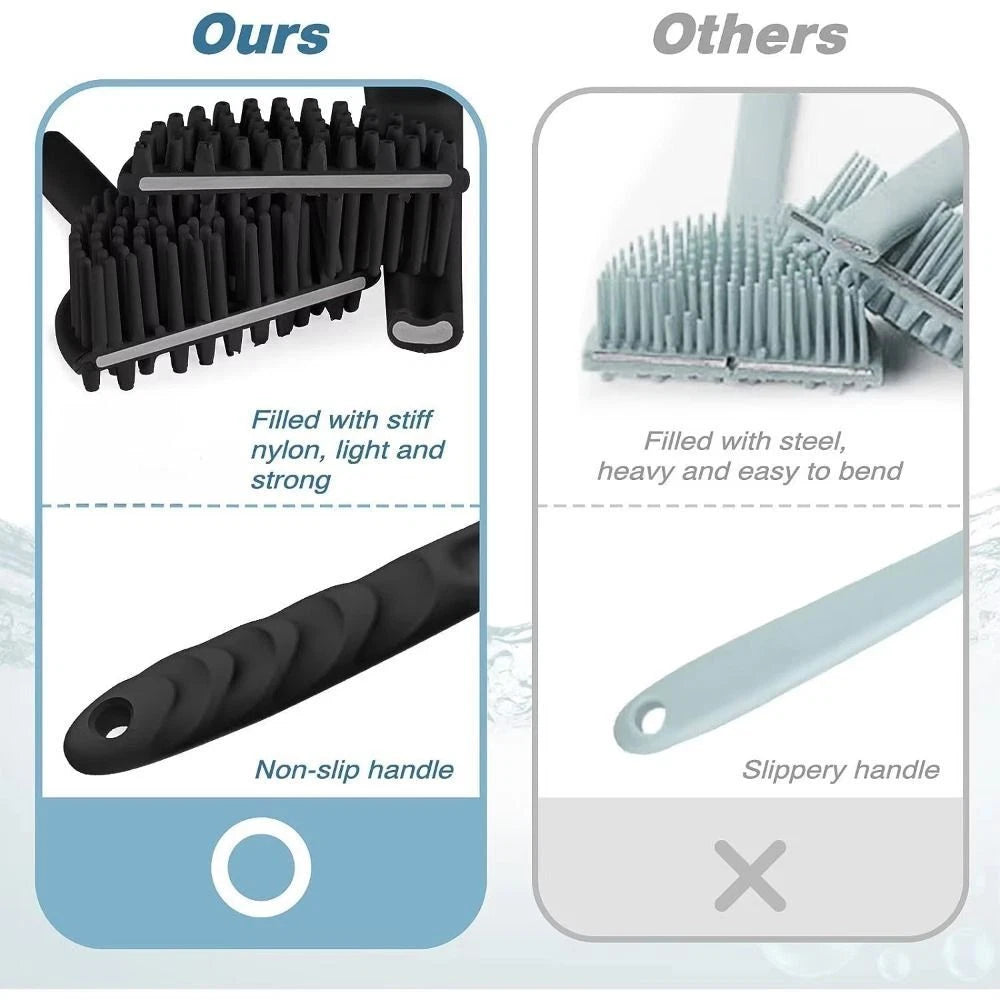 Silicone Back Scrubber for Shower Long Handle Bath Brush Double Sided