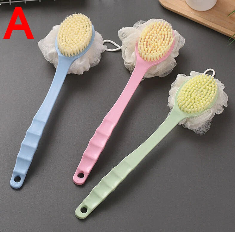 Bath Brush Loofah Soft Mesh Sponge Back Scrubber Long Handle Body Wash Shower