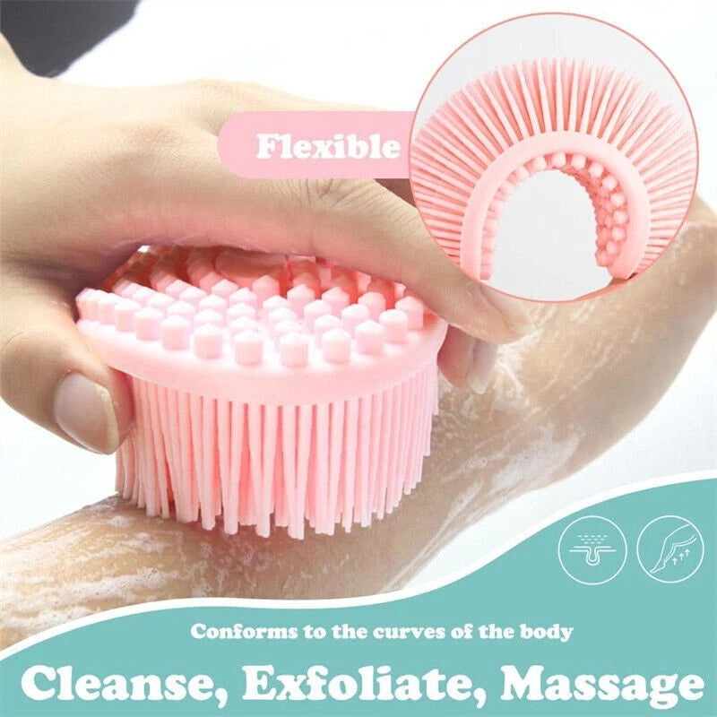 Dual-Sided Silicone Body Scrubber Brush Exfoliating Shower Brush Bath Massage UK