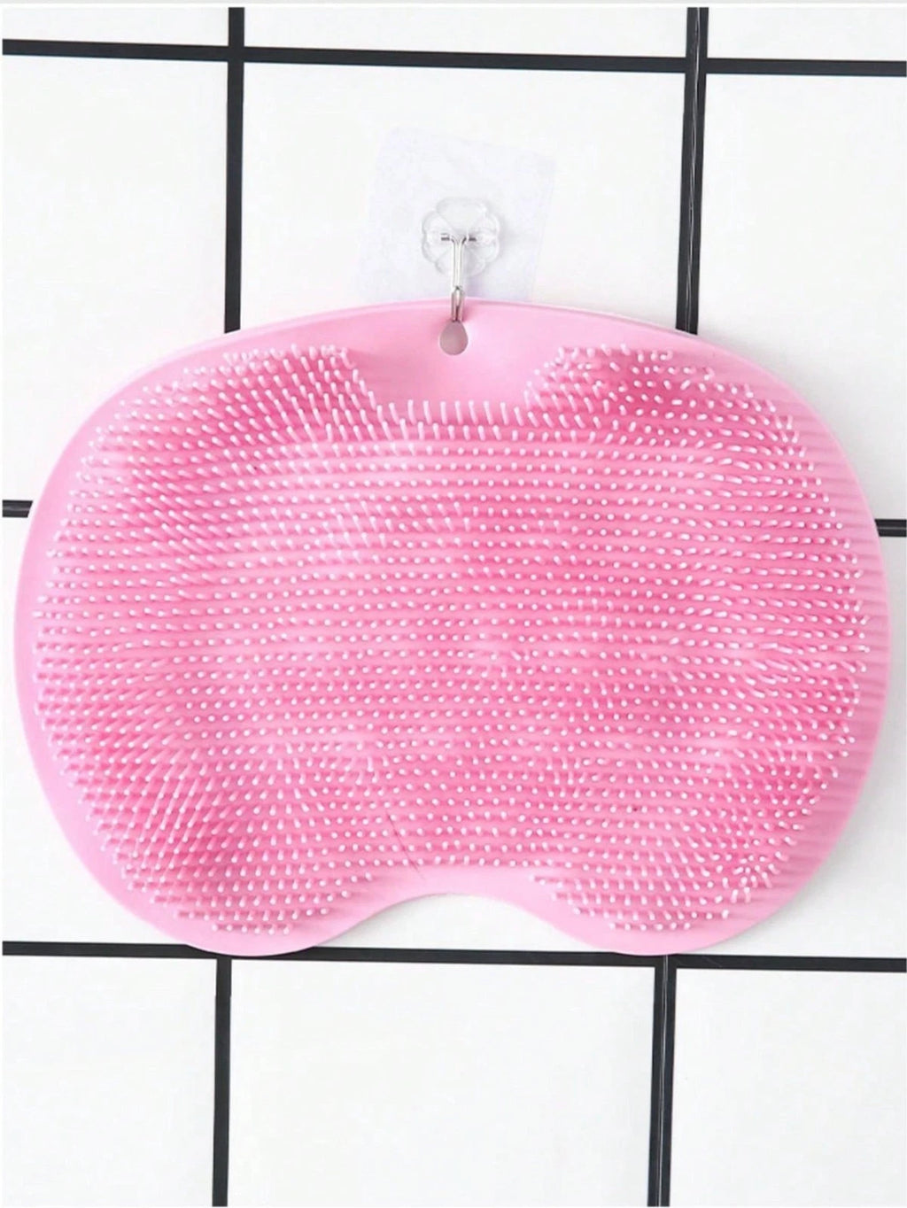 Silicone Shower Foot Scrubber Back Body Brush Massager Pad Mat Bathroom Grey
