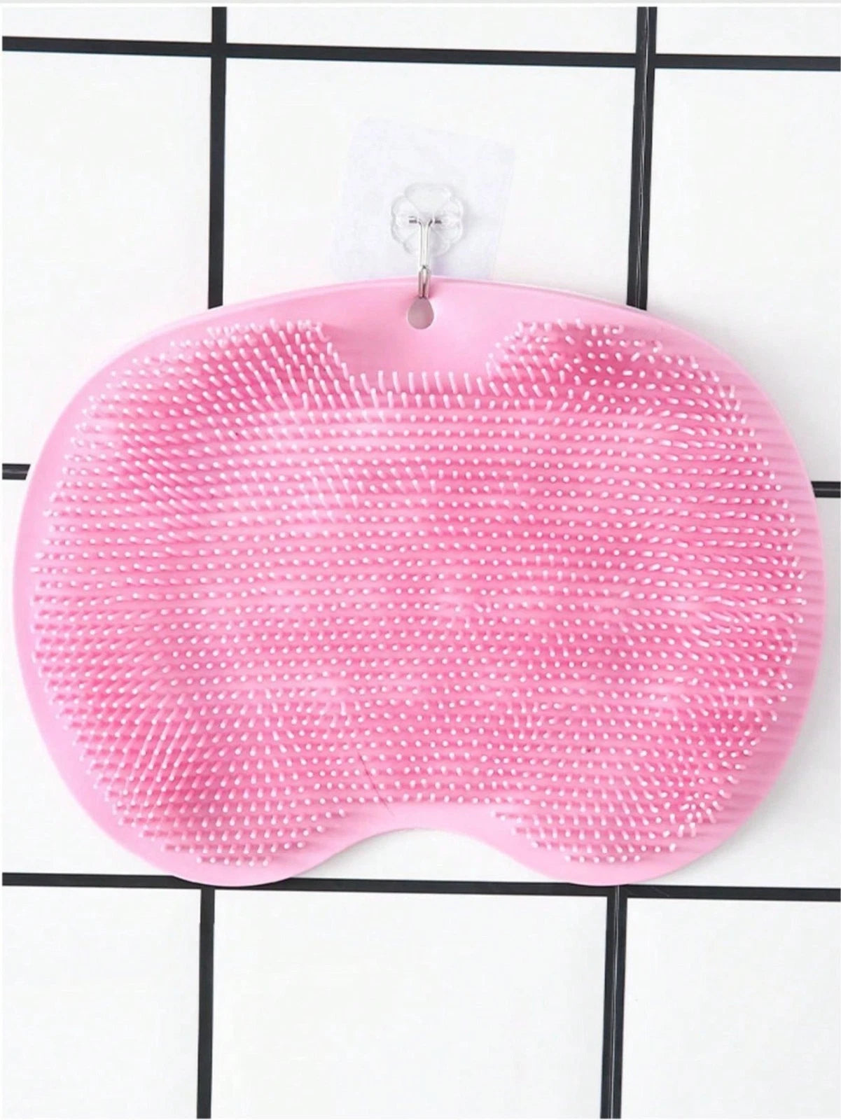 Silicone Shower Foot Scrubber Back Body Brush Massager Pad Mat Bathroom Grey