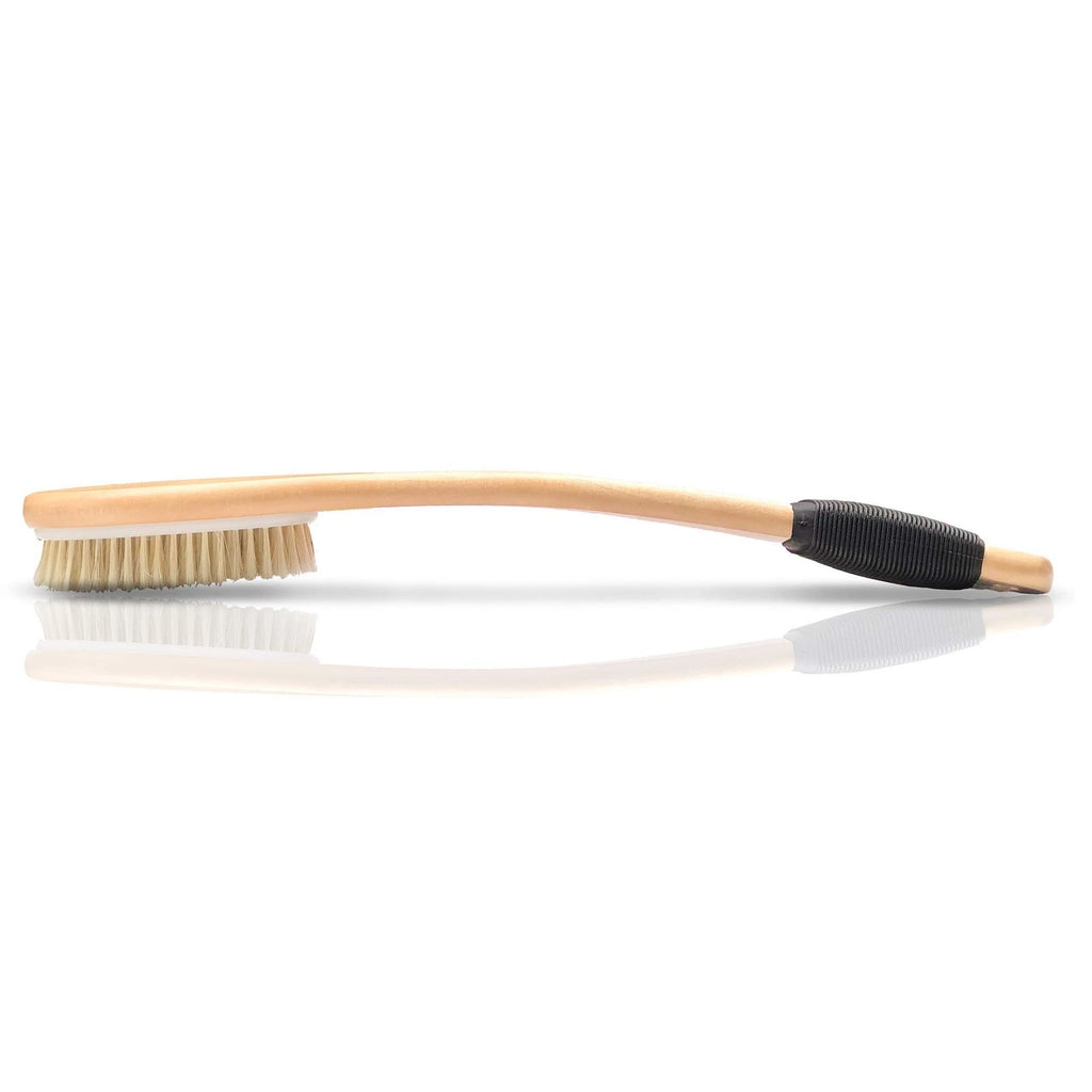 Bath Brush Wooden Curved Long Handle Antiskid Shower Brush for Exfoliating, N...