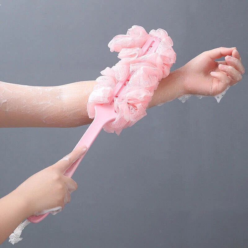 Bath Brush Loofah Soft Mesh Sponge Back Scrubber Long Handle Body Wash Shower